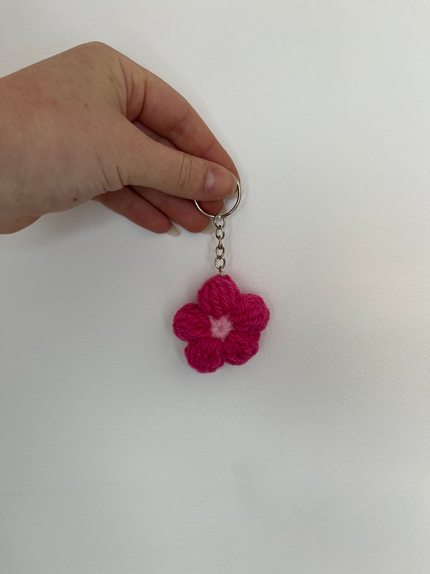 Porte-clé marguerite rose foncé